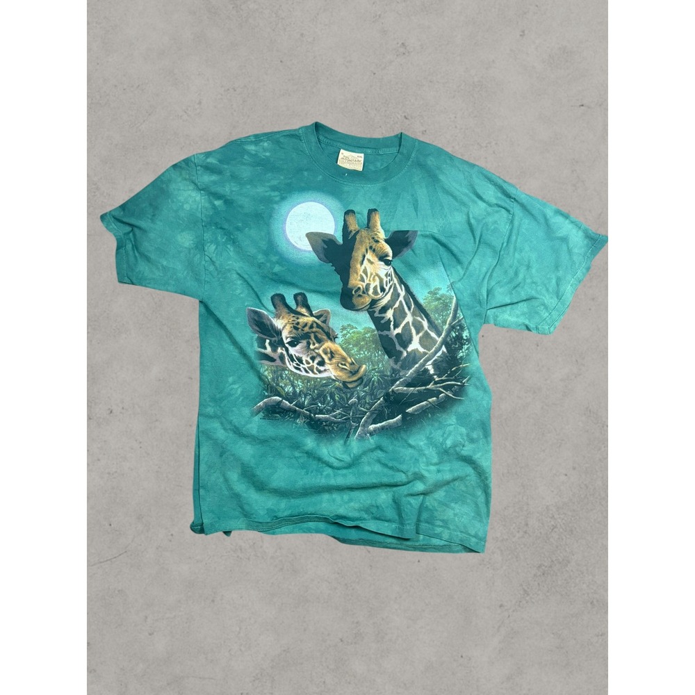 Vintage 1999 The Mountain Giraffe Moon Tie Dye T-Shirt Green XXL Anthony Casey